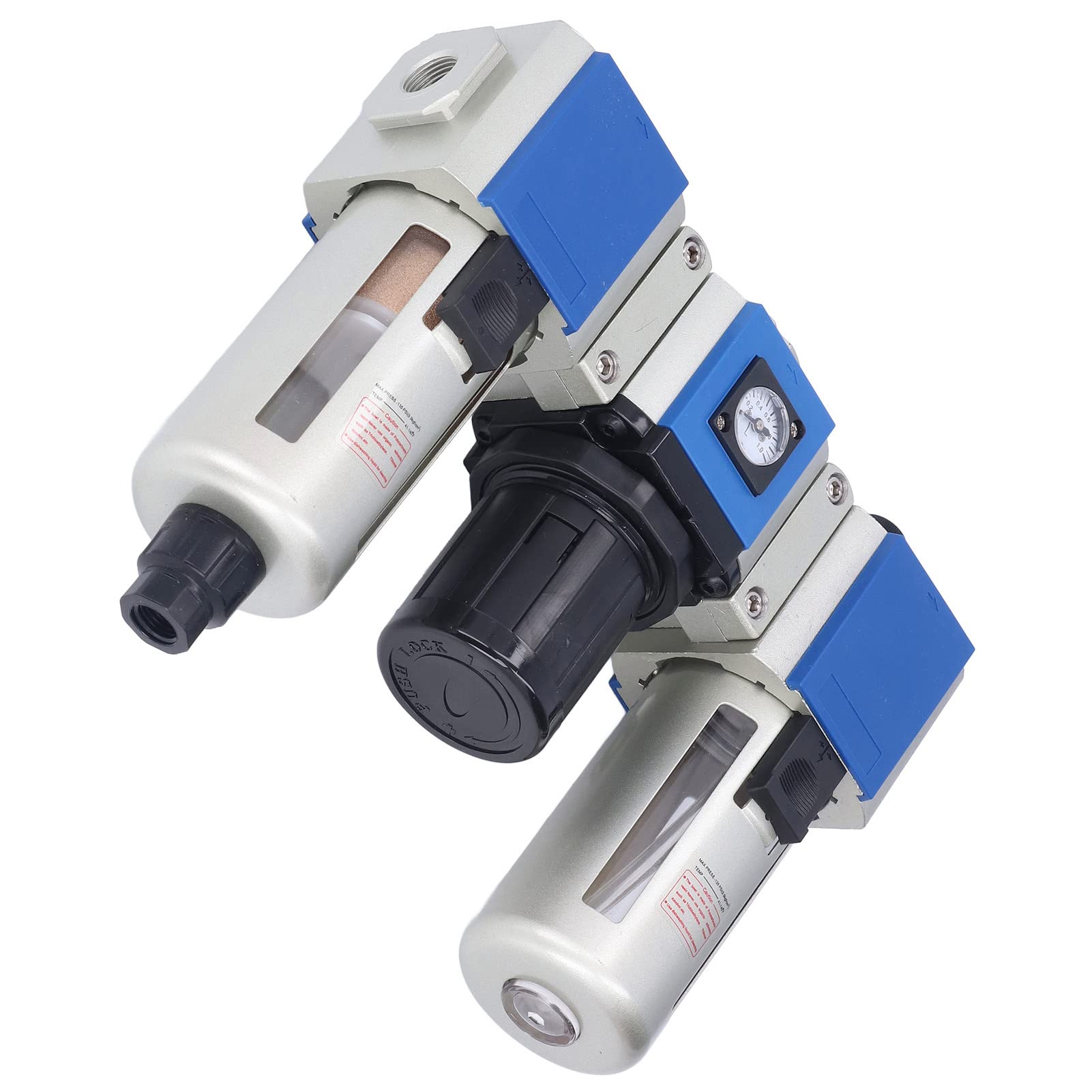 Garosa Filtro dell'Aria a 3 Stadi, Lubrificatore Regolatore di Pressione del Filtro dell'Aria in Lega di Alluminio, Filtrazione da 40 Micron o 5 Micron, Coppa 'olio da 160 CC, PT1 2 per Sistemi