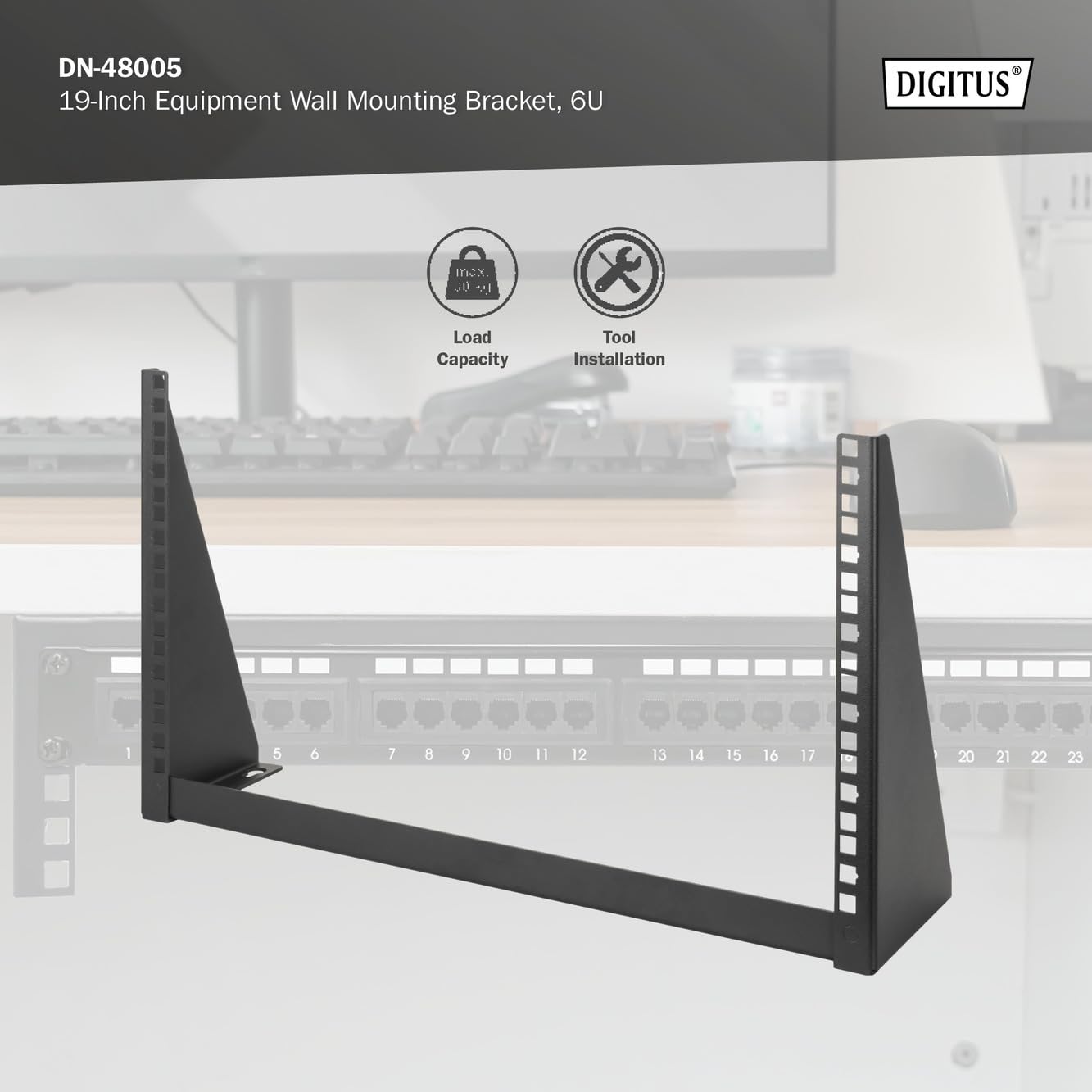 DIGITUS DN-48005 Cadre 19 Pouces 6U Montage Mural Vertical Noir 283 x 504 x 151 mm