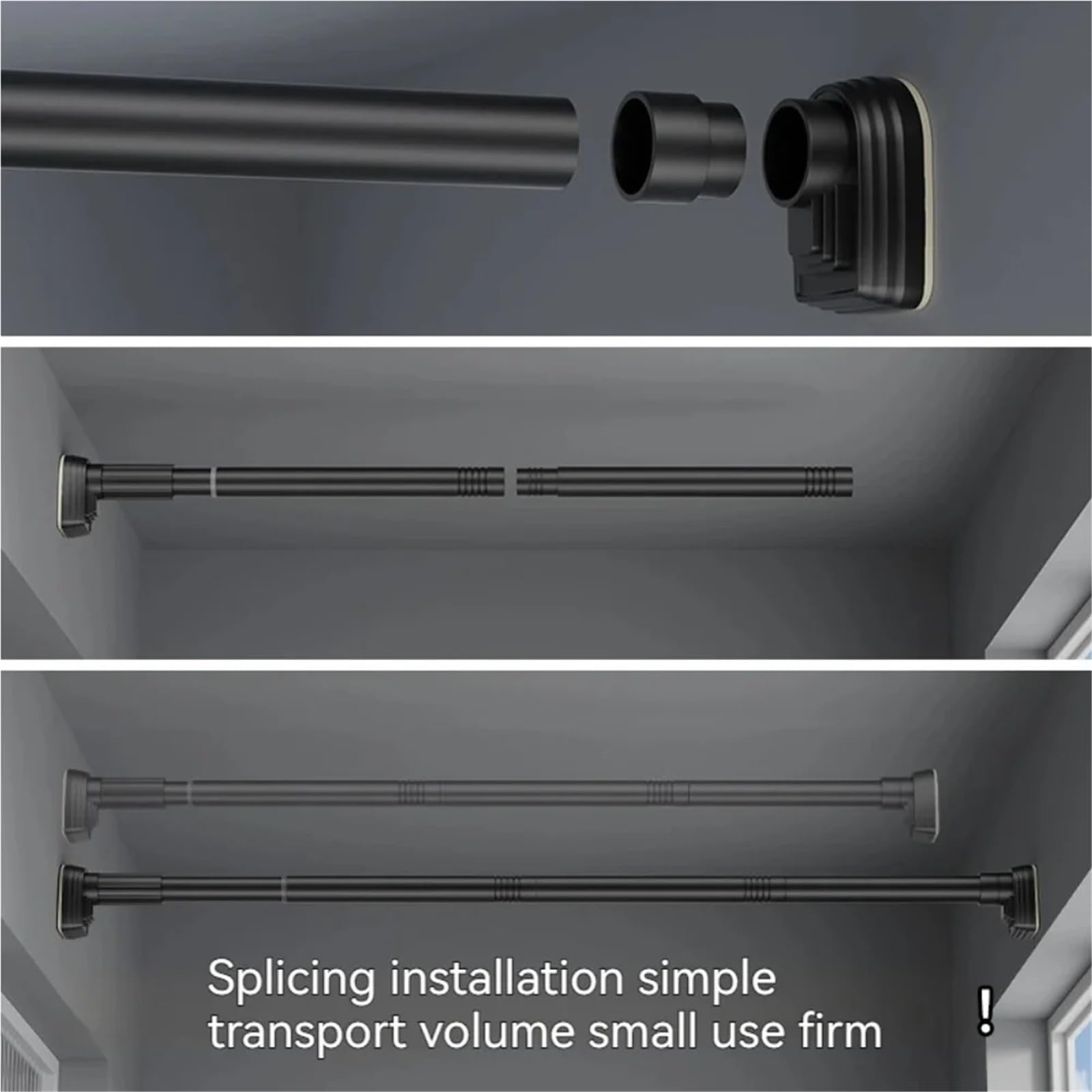 Barra de cortina ducha acero inoxidable ajustable, estante secado ropa, poste telescópico sin taladro for cuarto lavado y baño Para Baño