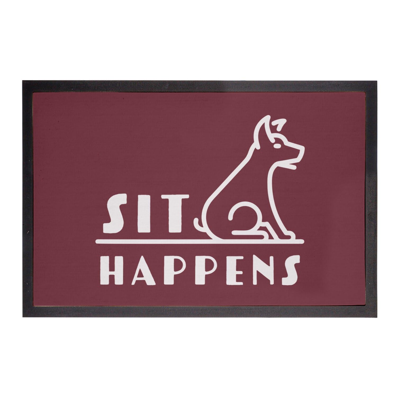 Paillasson Rouge Sit Happens pour Chien et Animaux de Compagnie - Tapis Humour 75x50cm