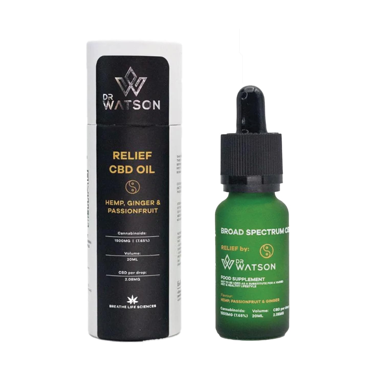 Dr WatsonRelief CBD Oil | 1500mg | 8% | Hemp Passionfruit & Ginger | 20ml