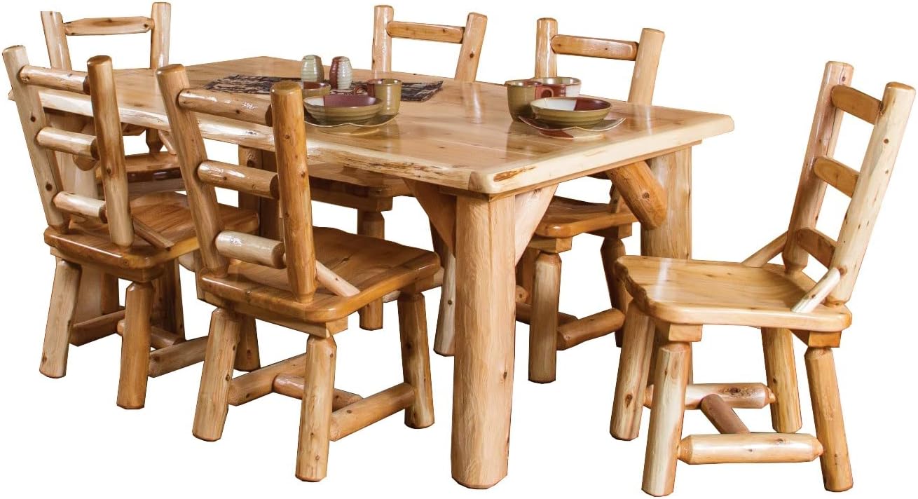 Furniture Barn USA White Cedar Log 36" x 72" Family Dining Set Table & Chair Sets