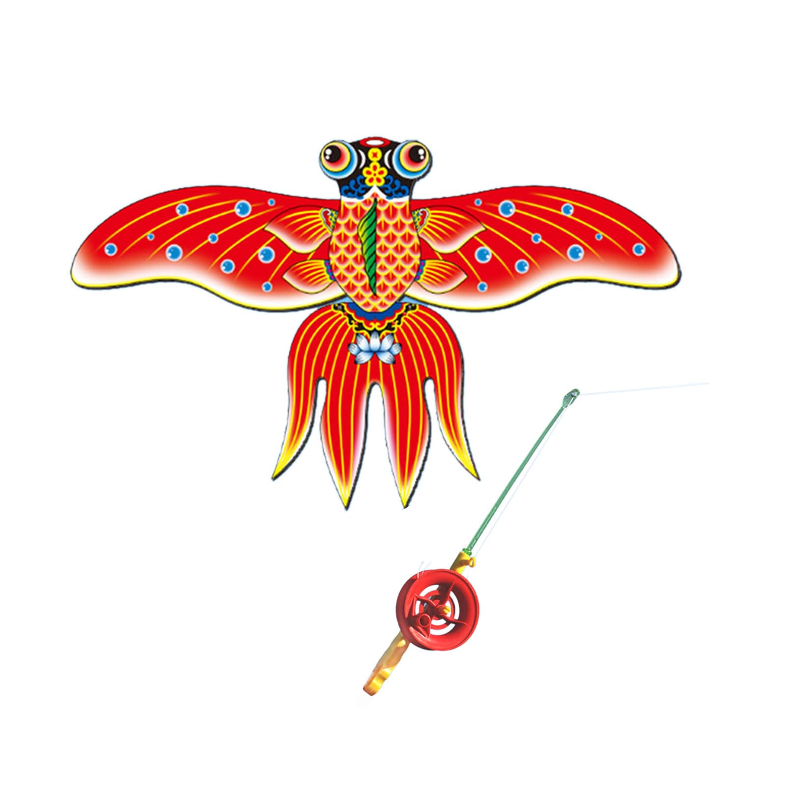 Dynamic Wing Kites Flying Fishing Rod Child Beach Flying Vacation Outdoor Backyard Toy Family Activity Dynamic for Kids Family Gathering