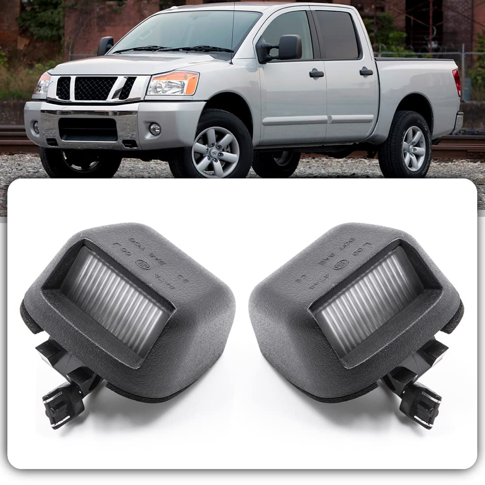 nsautolighting 2pcs LED License Plate Light Lamp for Nissan Titan Frontier Xterra Armada Error Free Led Rear Tag Lights OEM Xenon White LED License Number Plate Lamp Assembly