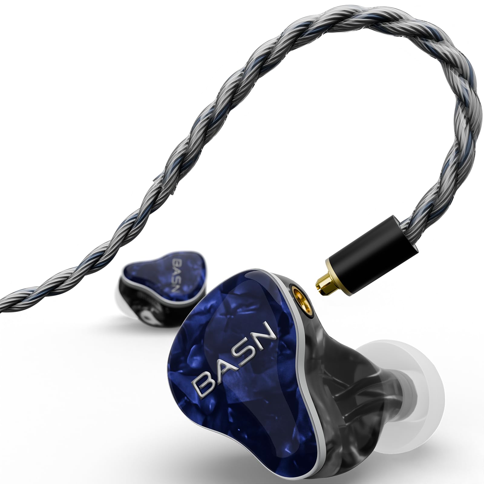 bass master5 in ear monitors with 5 drivers and abyssal blue cable