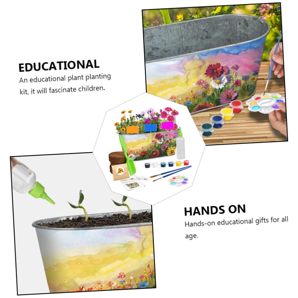 BESPORTBLE 1set Giardinaggio per Ragazzo Ragazza Kit di Piantagione Fiori con Vasi attività Educativa e Creativa per Sviluppo Motricità Fine e Famiglia