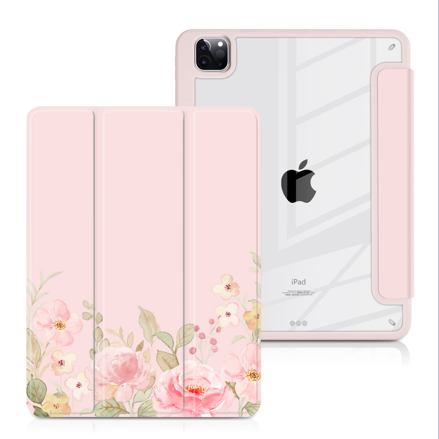 Batianda Hybrid Case for iPad Pro 11-inch 2022 4th M2 2021 (3rd Generation) / iPad Pro 11" 2nd 2020 [Built-in Pencil Holder] Shockproof Cover with Clear Transparent Back Shell TPU Bumper,Pink Flower (B0BZDJGTBC) Amazon Price History, Amazon Price Tracker