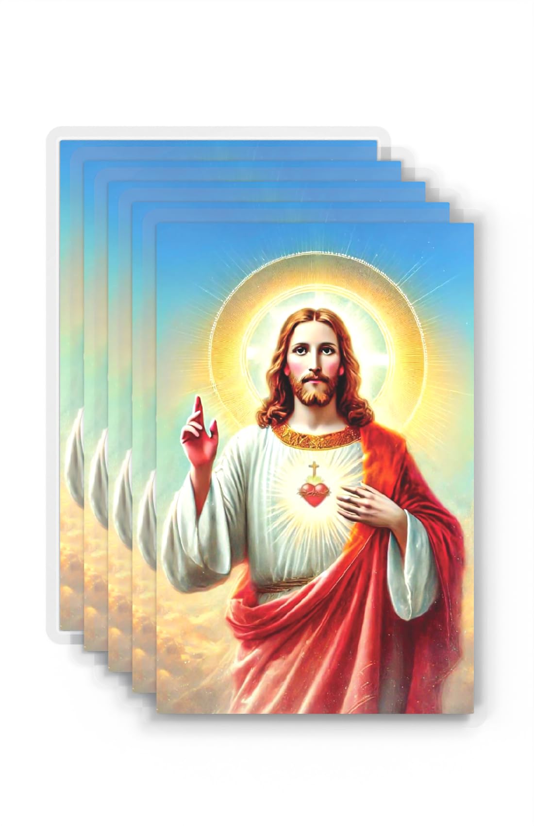 5-Pack Sacred Heart of Jesus Laminated Holy Cards - Catholic Prayer Cards with Consecration Prayer - Durable Pocket - Size Devotional for Daily Prayer and Spiritual Reflection