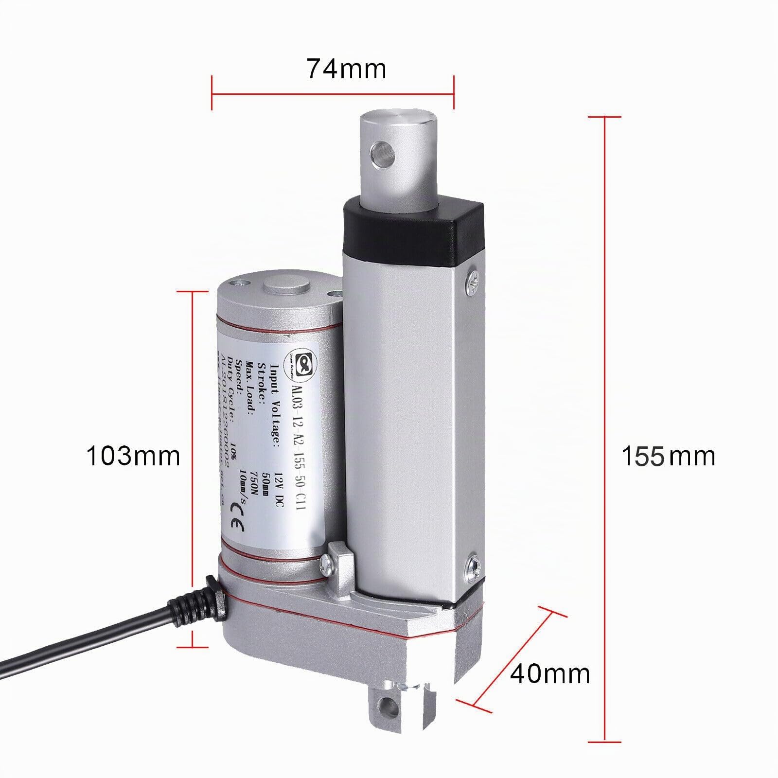 Motore lineare DC 12 V 750 N 50 mm attuatore lineare elettrico