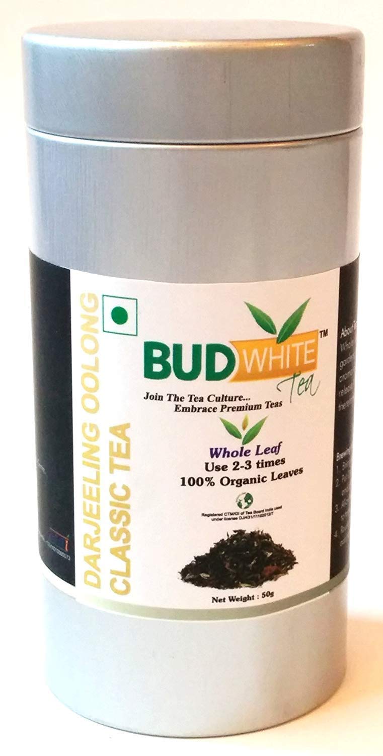Budwhite Darjeeling Oolong Classic Tea, 50g Tin for Slimming, Weight Reduction