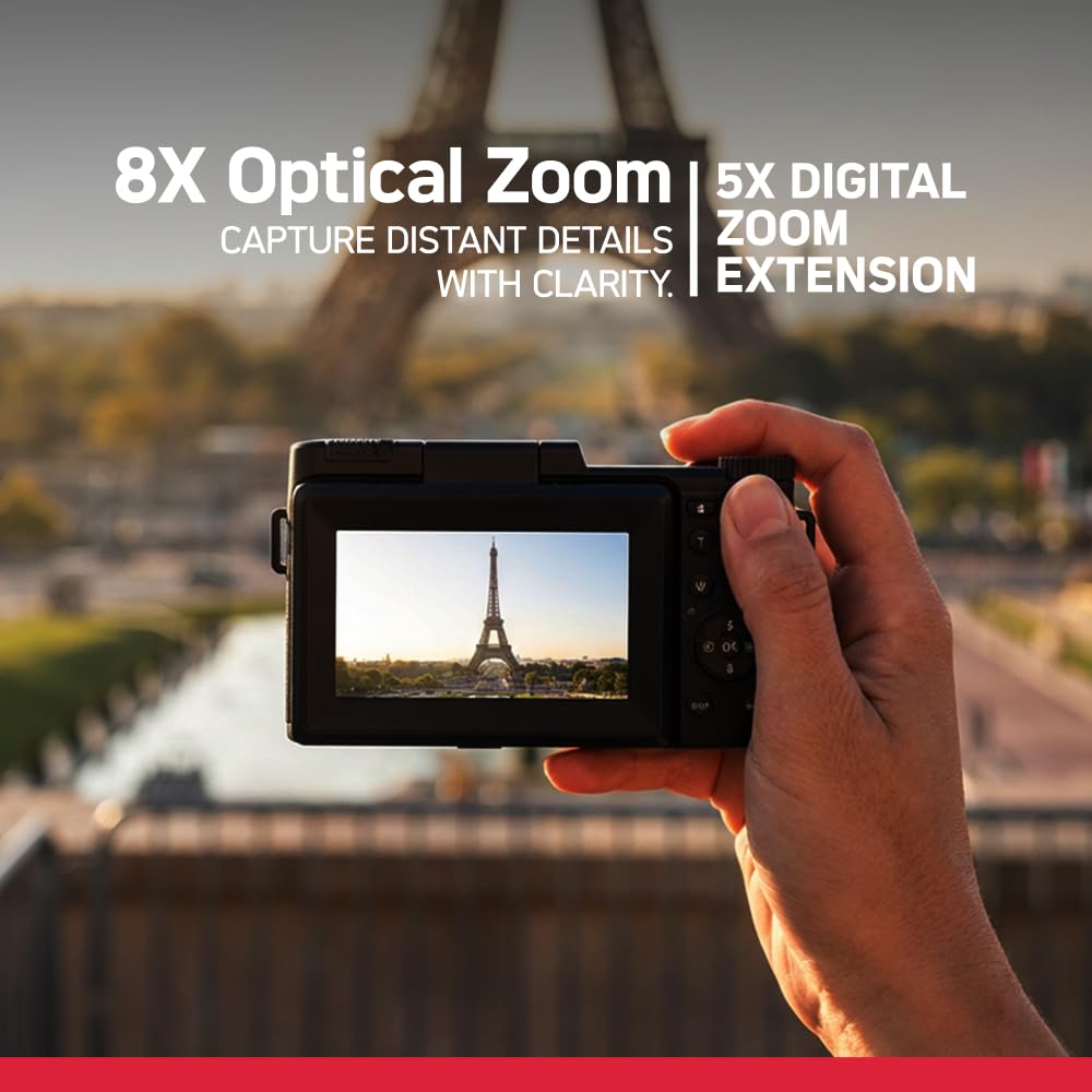 AgfaPhoto Realishot VLG-4K Kit Vlogging - Caméra 24MP, Vidéo 4K, Ecran LCD 3’’, Zoom Numérique 16X, Capteur CMOS, Batterie Lithium - Noir