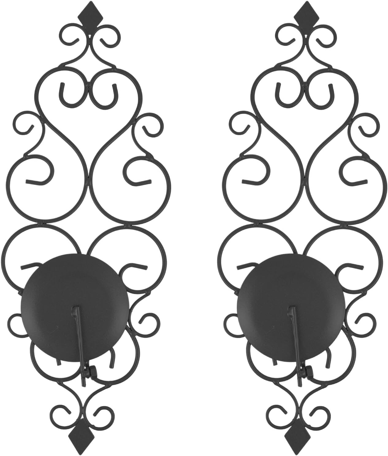 2Pcs Wall Candle Sconce Holder Black Classic Pillar Candle Stand Decorative Wall Mount for Bedroom Living Office Wedding Party