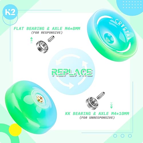 Miniatura 4 de Crystal Yoyo K2 Responsive Yoyo para niños, Yoyo profesional que no responde para avanzados, yoyos para adultos y principiantes con 12 cuerdas de Yo