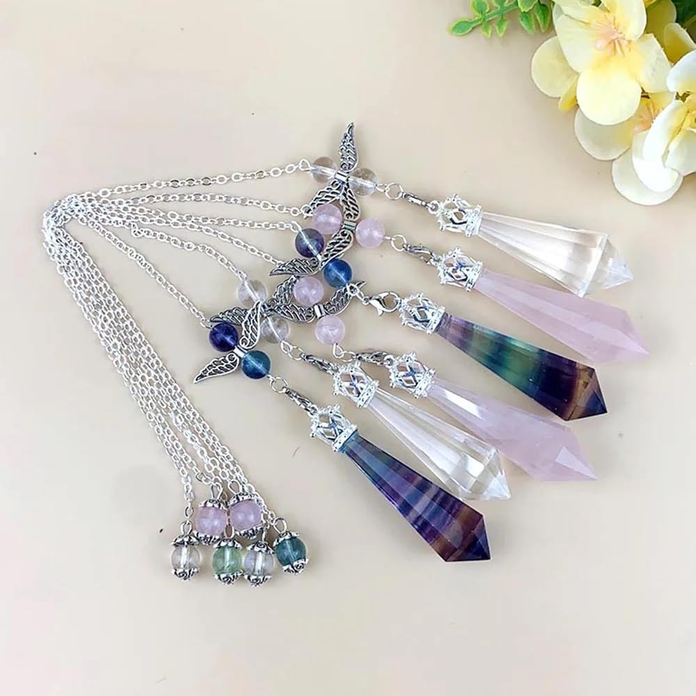 AtkitS Kristall Natürliche Kristall Pendel Facette Edelstein Pendulos Schmuck Anhänger Reiki Steine ​​für Heilung Wünschelruten Weissagung (Color : Amethyst, Size : 1PC)