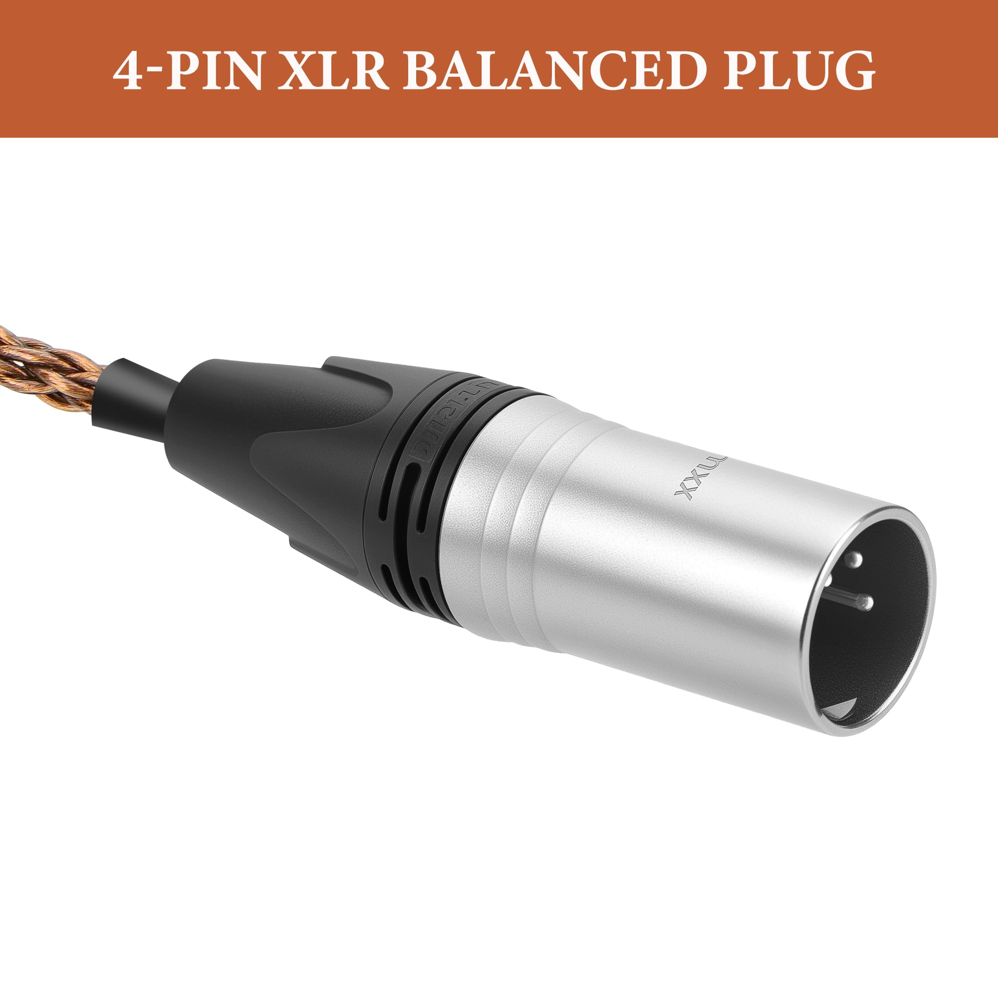 Geekria Apollo 6N OCC cavo di upgrade per cuffie, rame monocristallo a 8 trecce, da 4-pin XLR a serie HD800, compatibile con Sennheiser HD800S/HD800/HD820, connettore bilanciato Neutrik 1,5 m