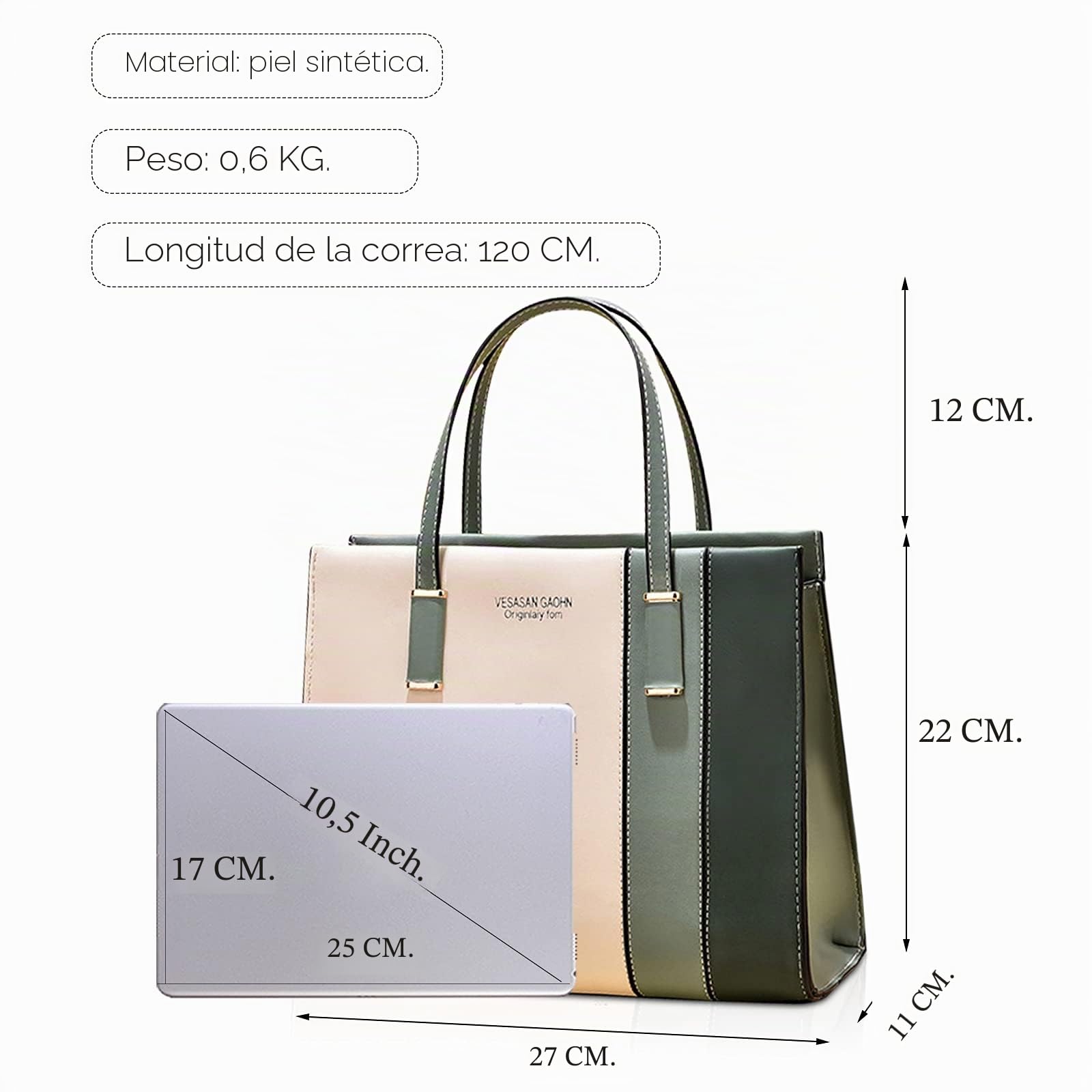 FANDARE Elegante Bolsos de Mujer Bandolera Impermeable PU Cuero Señora Bolso Mano Hombro Cruzado para Viaje Trabajo Escuela Compras Crossbody Bag