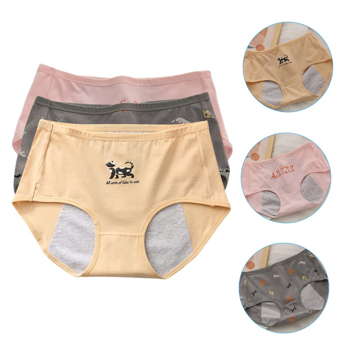 CALLARON Bragas Periodo Menstrual Pantalones para Mujer Ropa Interior De Incontinencia Resumen De Cobertura Completa Período Bragas Mujeres Bragas para Mujeres Algodón