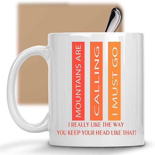 Nature Lover's Gift, Christmas Present for Mother - Mountain Landscape Brush Stroke Effect Quote on 11 Oz White Ceramic Coffee Mug