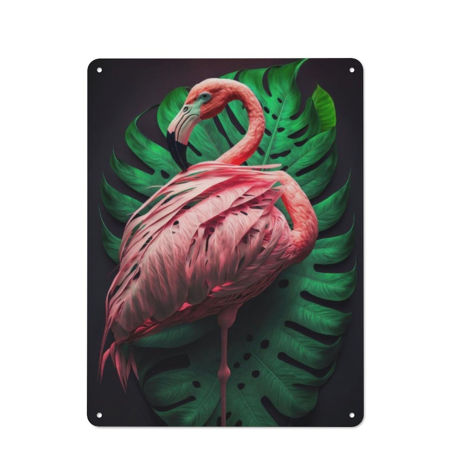 Junmoney Flamingo Generative Ai Industrial-Style Tin Sign 40X30cm For Garage Or Workshop, For Garage, Workshop And Man Cave Decoration