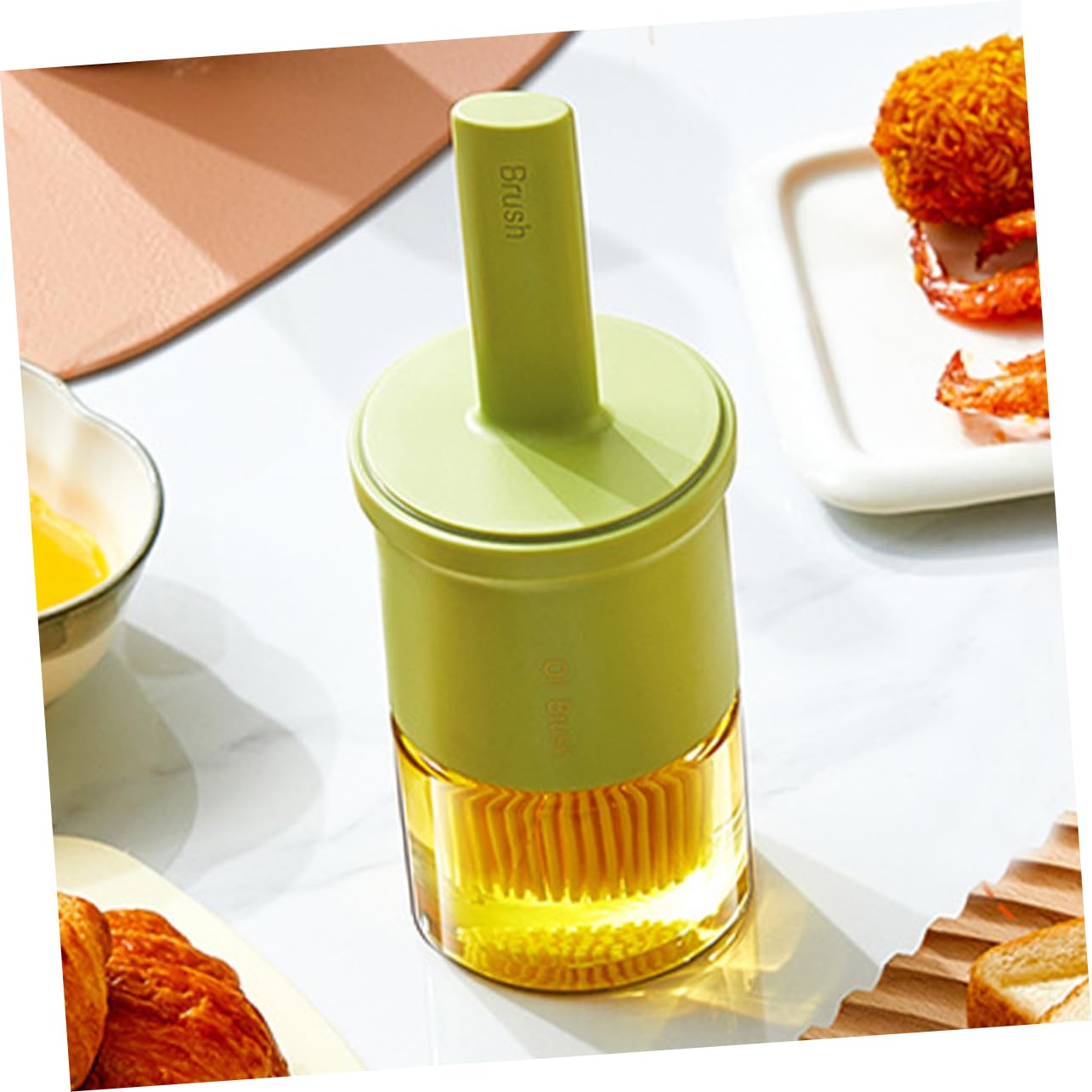 ibasenice Barbecue Brush with Sauce Bottle Silicone Oil Brush for Cooking Grilling Basting