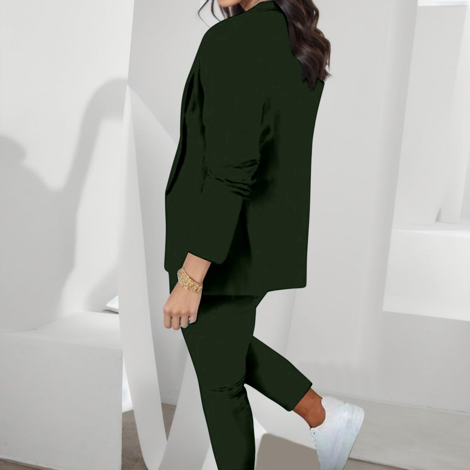 Hosenanzüge Damen hosenanzug damen sportlich Blazer 2-teilig Anzugjacke Karo Einfarbig Anzug Set Slimfit Festlich Damenanzug Freizeitmantel Business Mode Revers Mantel Sportlich Streetwear Elegant