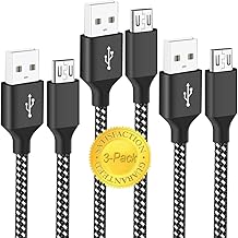 PS4 Controller Charger Cable 3-Pack 6FT for Xbox One Controller,Dualshock 4,PS4 Charging Cord,Nylon Braided Micro USB Data Sync Cable for Xbox One S/X,Playstation 4,PS4 Slim/Pro,Charge and Play Wire