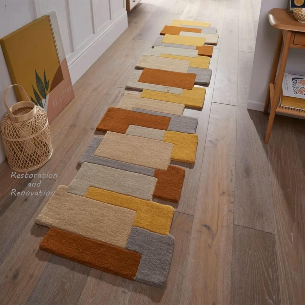 Desert Wool Runner Rug 2.6'x8' - Modern Geometric Design