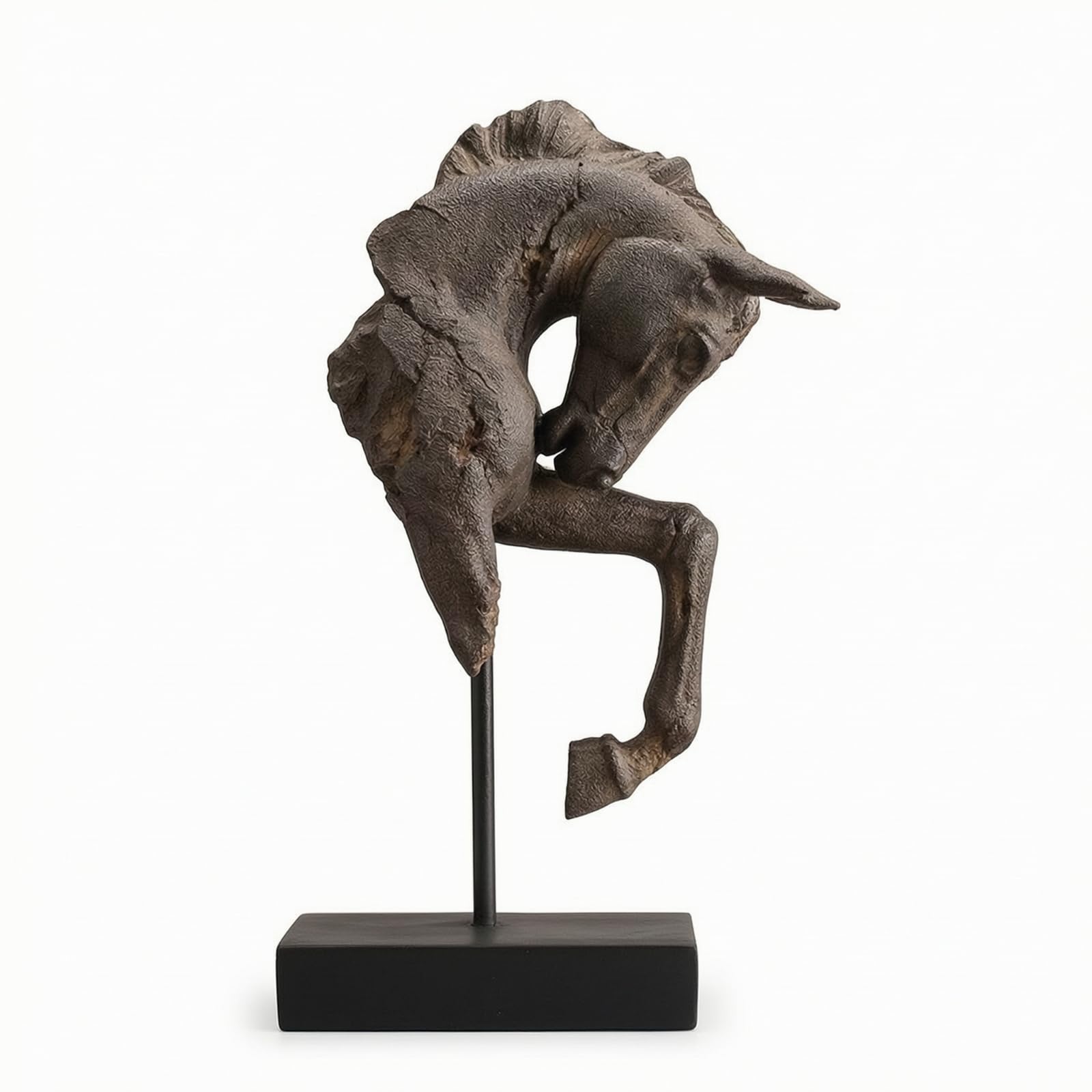 Milageto Estatua de Caballo Decorativa Cabeza de Caballo Escultura Busto Figura Ornamental Resina Sintética Diseño Elegante Cabeza Inclinada y Soporte Firme Adecuada para Hogar Vitrina Entrada 43cm