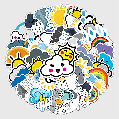 Weather Symbols Stickers for Laptop (50 PCS),Gift for Children Teens Adults Girl Boys,Waterproof Cute Sun Cloud Stickers for Water Bottle,Vinyl Stickers for Journal,Dairy,Scrapbook,Skateboard - Image 4