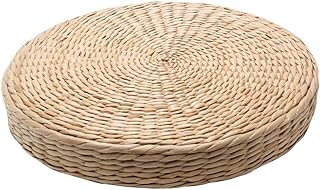 Woven Grass Cushion, Handcrafted Eco-Friendly Padded Knitted Straw Flat Seat Cushion, Tatami Yoga Floor Seat Pillow Cushions, Floor Pillow Meditation Pillow