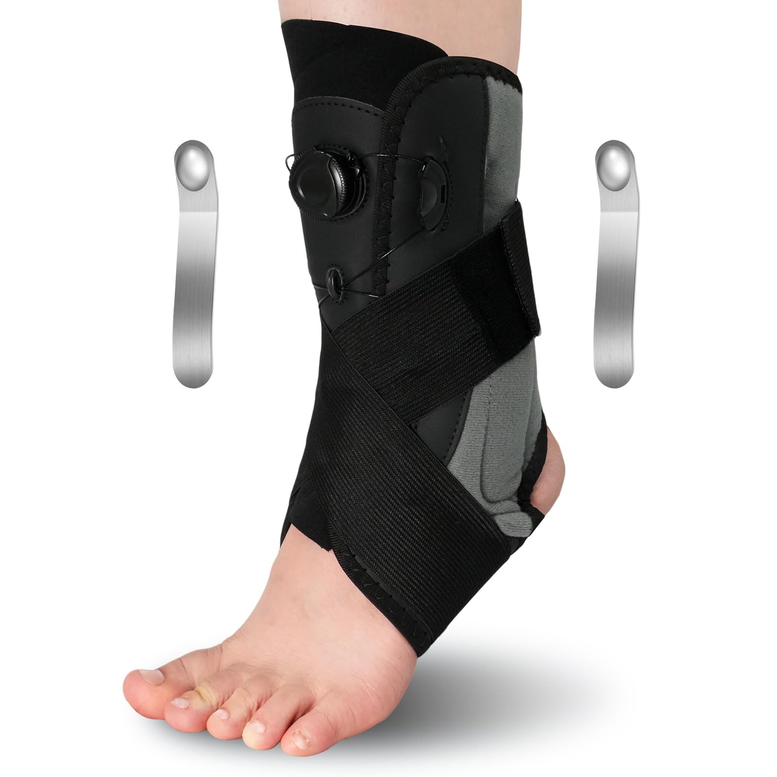 Tobillera Ajustable con Botón Giratorio, Estabilizador para Soporte y Compresión para Lesiones en el Tobillo, Esguinces de Tobillo, Tendinitis,Deportiva - L