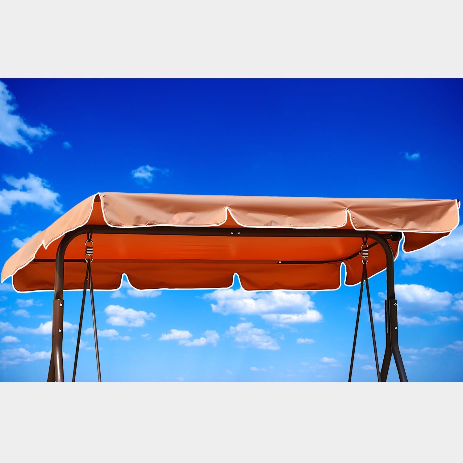 Hollywoodschaukel Dachbezug, Ersatzdach Hollywoodschaukel für 210 x 145cm Gestell, Wasserdicht, Winddicht, Polyestertuch, Anti-UV (Orange, Flachmaß 250 x 190cm)
