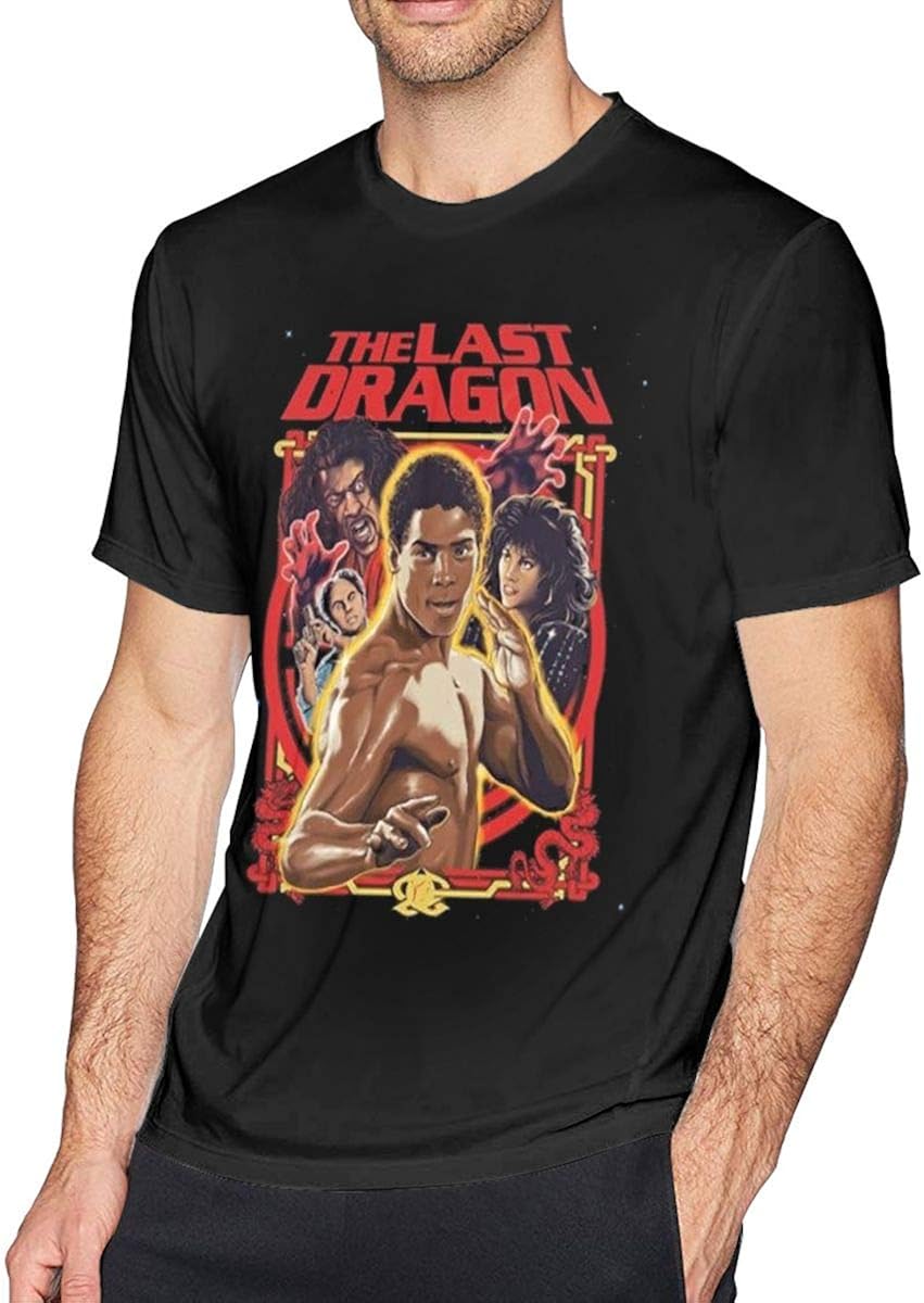 Mens The Last Dragon Martial Arts Retro 80's Action Movie Adult Regular Fit Casual Short T-Shirt Tee Black