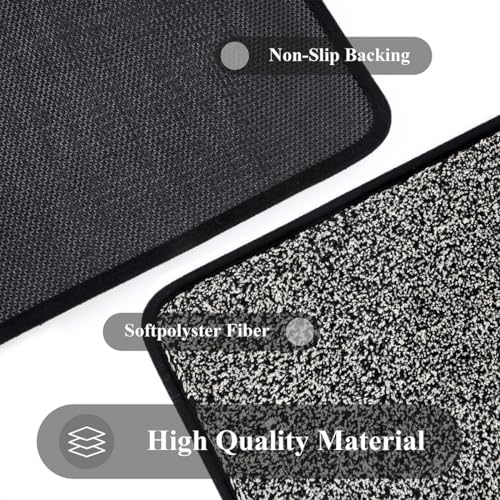 Pauwer Fußmatte Rutschfester Eingangstürmatte Waschbar strapazierfähiger Schmutzfänger Teppich für Eingang, Patio, Flur, Garten, Innen und Außen (45X70cm, Schwarz)