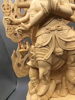 仏教工芸品　木彫仏像　最高級品　仏師手仕上げ品　大元帥明王立像 Amazon｜木彫り仏像【大元帥明王立像】桧木 お守り本尊 明王仏像