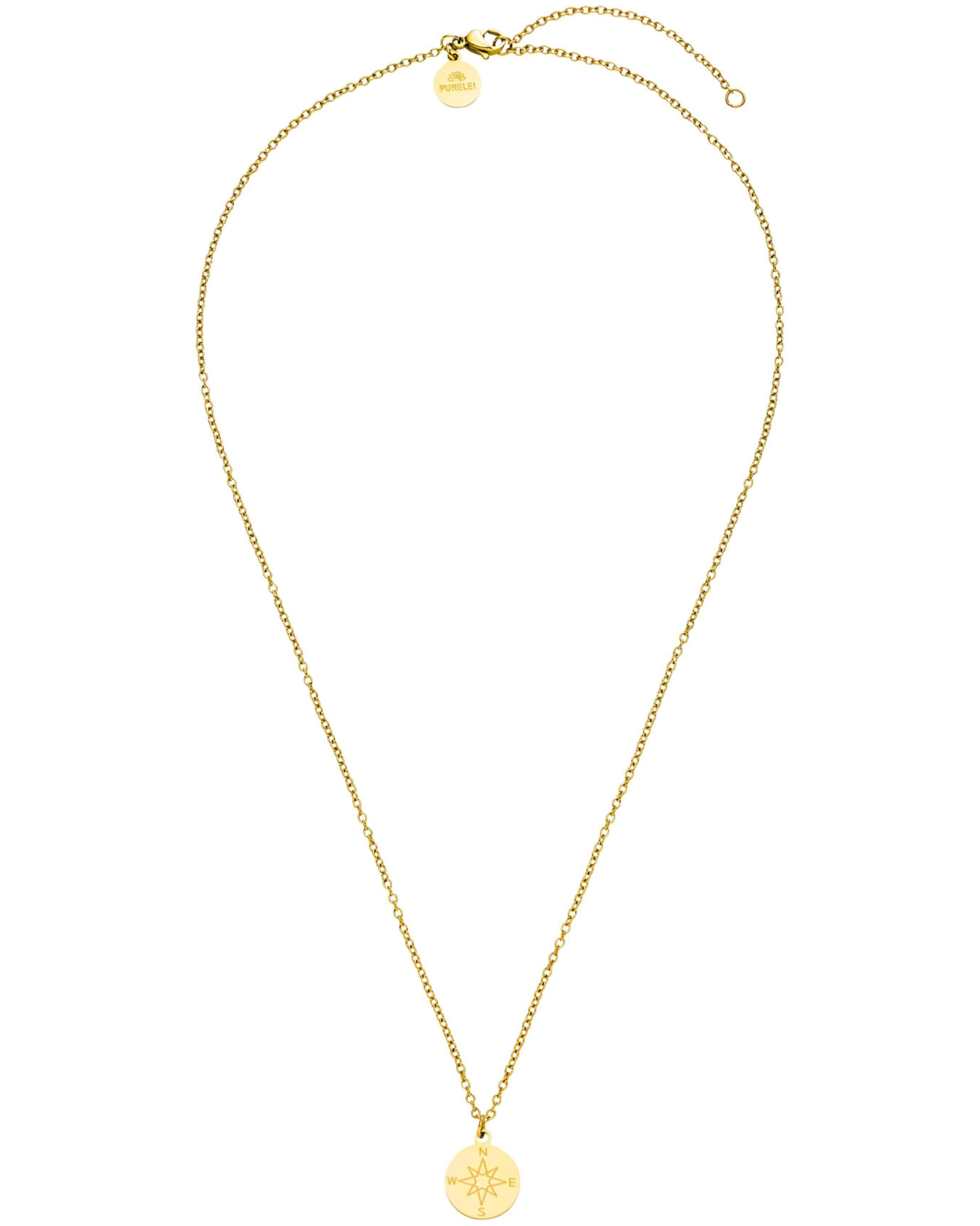 Purelei Compass Kette Damen – Halskette Damen aus langlebigem Edelstahl – Wasserfeste Kette mit Anhänger – 45-50 cm Länge verstellbar – Halskette für deinen individuellen Look