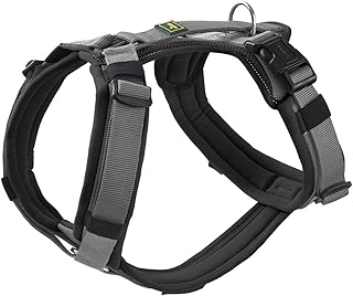 HUNTER Maldon UP Dog Harness, Colour: Black/Grey, Soft Padded and Comfortable, Highly Reflective by 3M Scotchlite, Adjustable to 4 Positions, with Padded Handle (from S-M), Size: M-L product image
