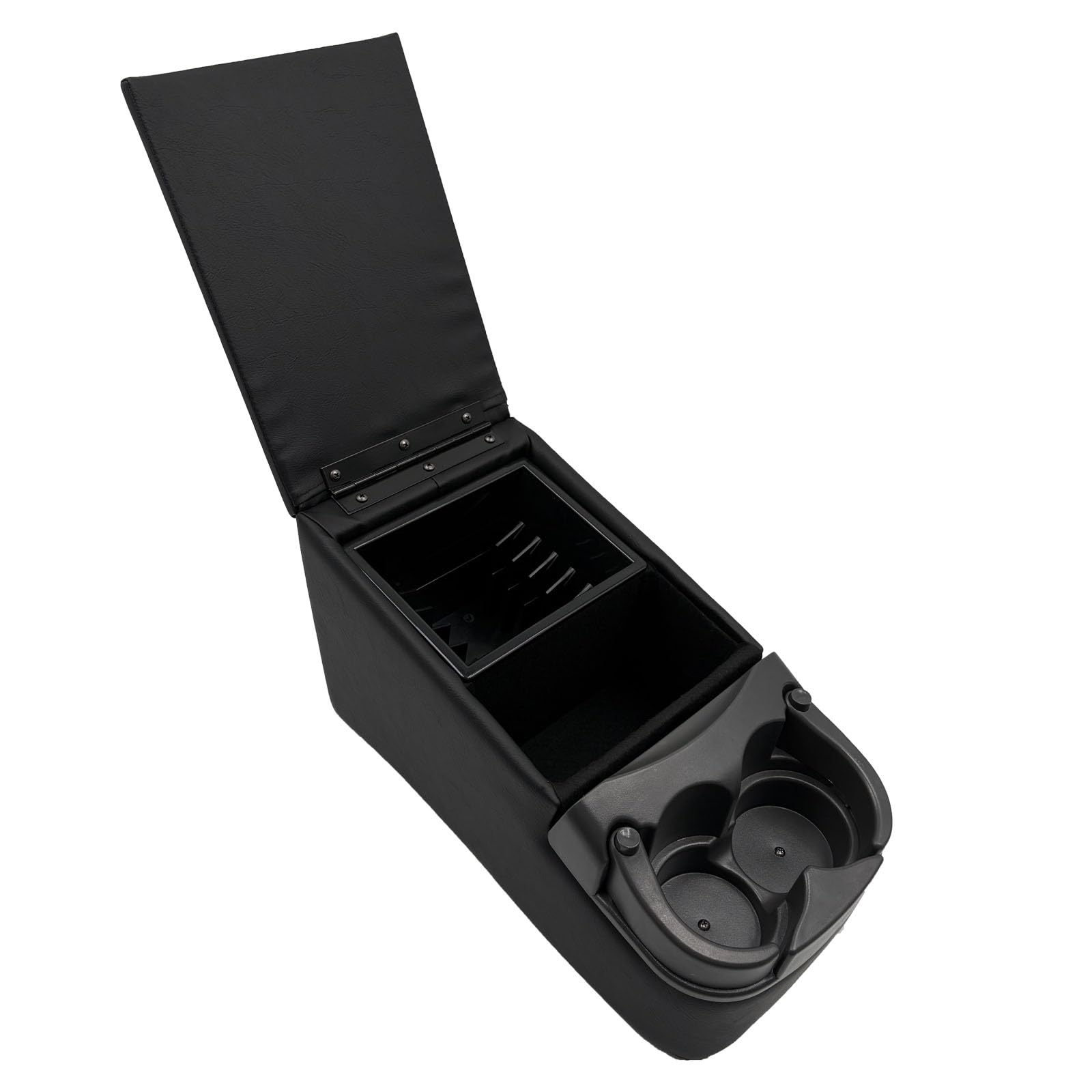 LOOYE Black Universal Truck Bench Seat Console with Cup Holders