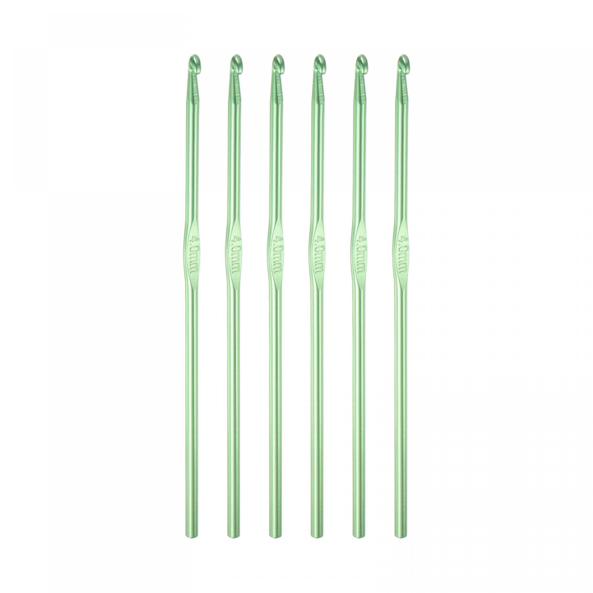 TOP-VIGOR 6Pcs 4mm Crochet Hook, Aluminum Crochet Hooks Knitting Needles for DIY Craft Yarn Green Crochet Needles for Knitting Scarf