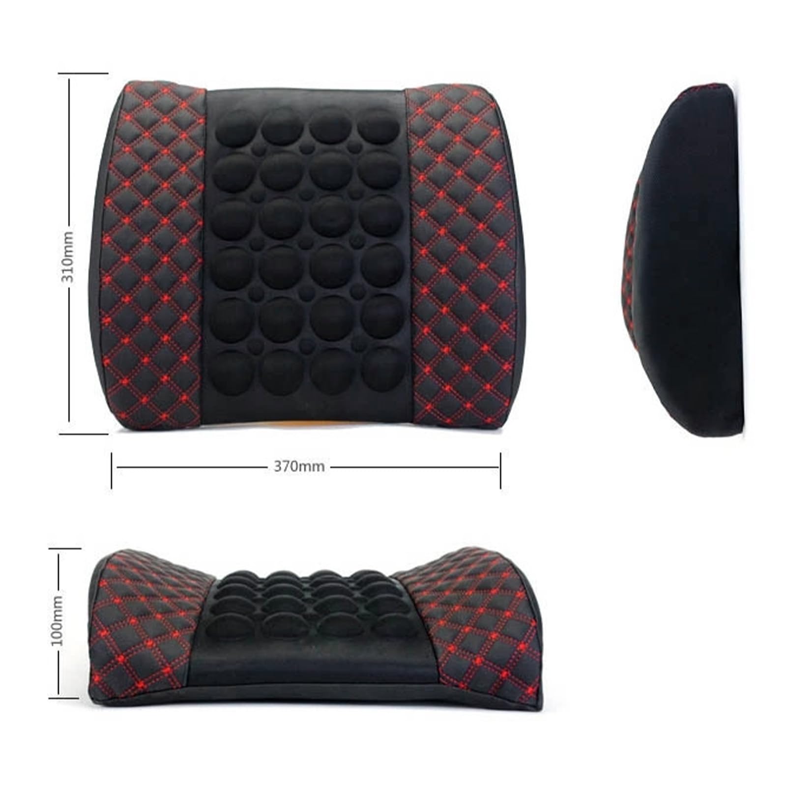 Yctze Coussin de Siège de Massage pour Voiture, Soutien Lombaire électrique, Coussin de Massage DC12V, Réglage à 2 Vitesses, Ajustement Universel, Masseur de Dos Vibrant pour Véhicules