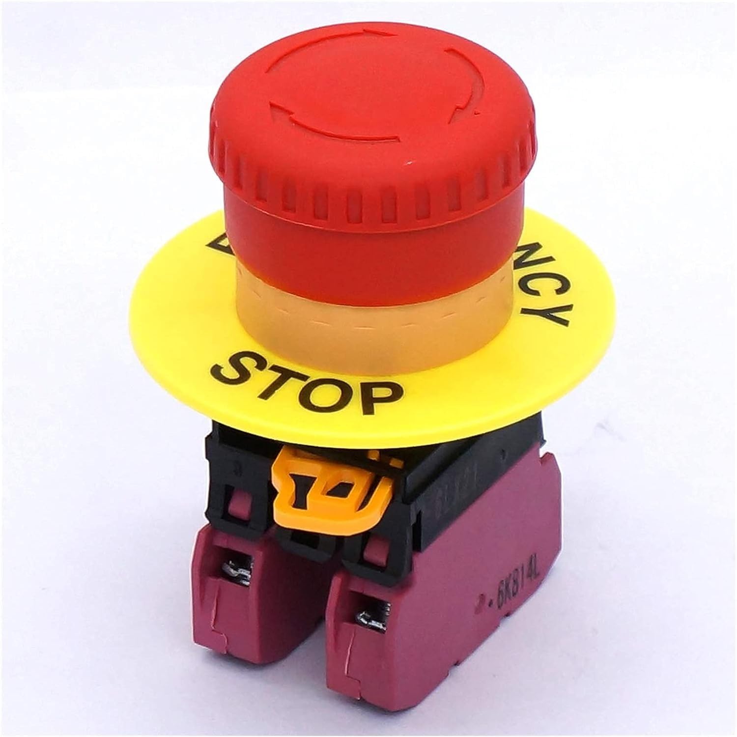 Interruptor 22mm 2 NC Bandera Roja Seta Botón de parada de emergencia Estación de conmutación 10A 600V Caja de interruptor de parada