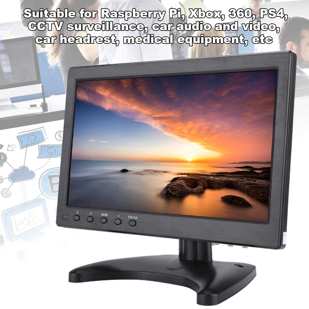 Bewinner Pantalla de 10,1 Pulgadas para 1366x768 16: 9 Monitor HDMI portátil Pantalla de Ajuste de Contraste de 800: 1 con Base de Monitor Altavoces duales(EU)