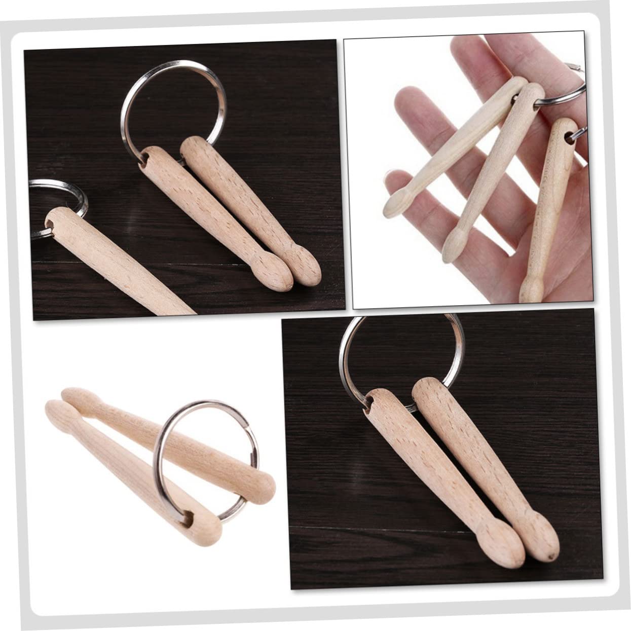 SHOWERORO 10 Stücke Einzigartige Trommel Keychain -legierung Holz Schlüssel Niedlichen Schlüsselring Für Tasche Decor