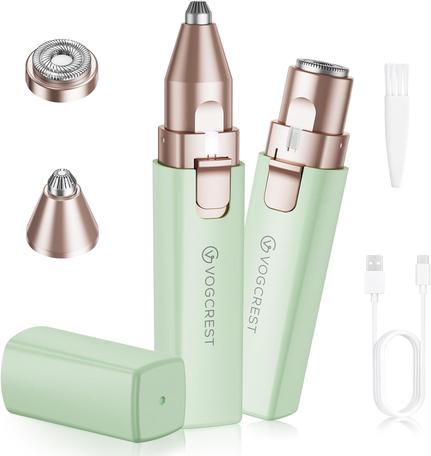 VOGCREST Hair Trimmer, 2 in 1 Facial Hair Remover & Eyebrow Trimmer for Women – Rechargeable, Portable, LED Light
