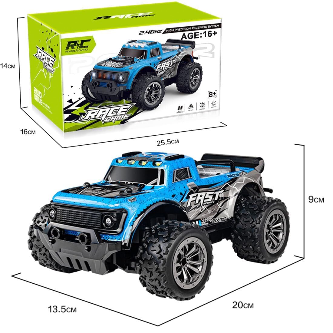 1:20 All-terrain Rc Buggy Car, 25 Km/H Szybki Pilot Zdalnego Sterowania Crawler Ze światłami Led, Nadwozie Przeciwwybuchowe Z Pvc Do Wyścigów Terenowych