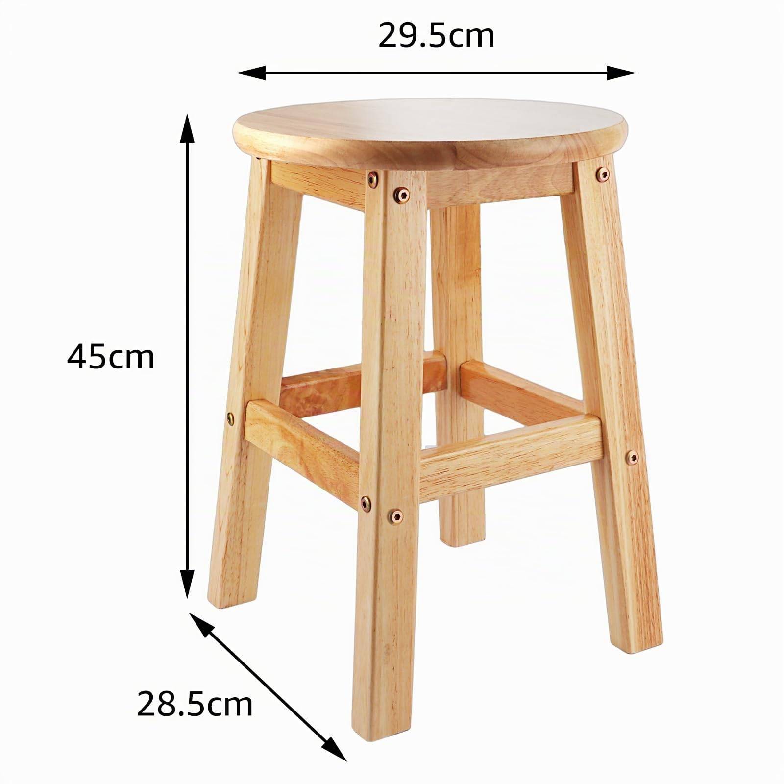ASelected Taburete Redondo de Madera Maciza de 45 cm
