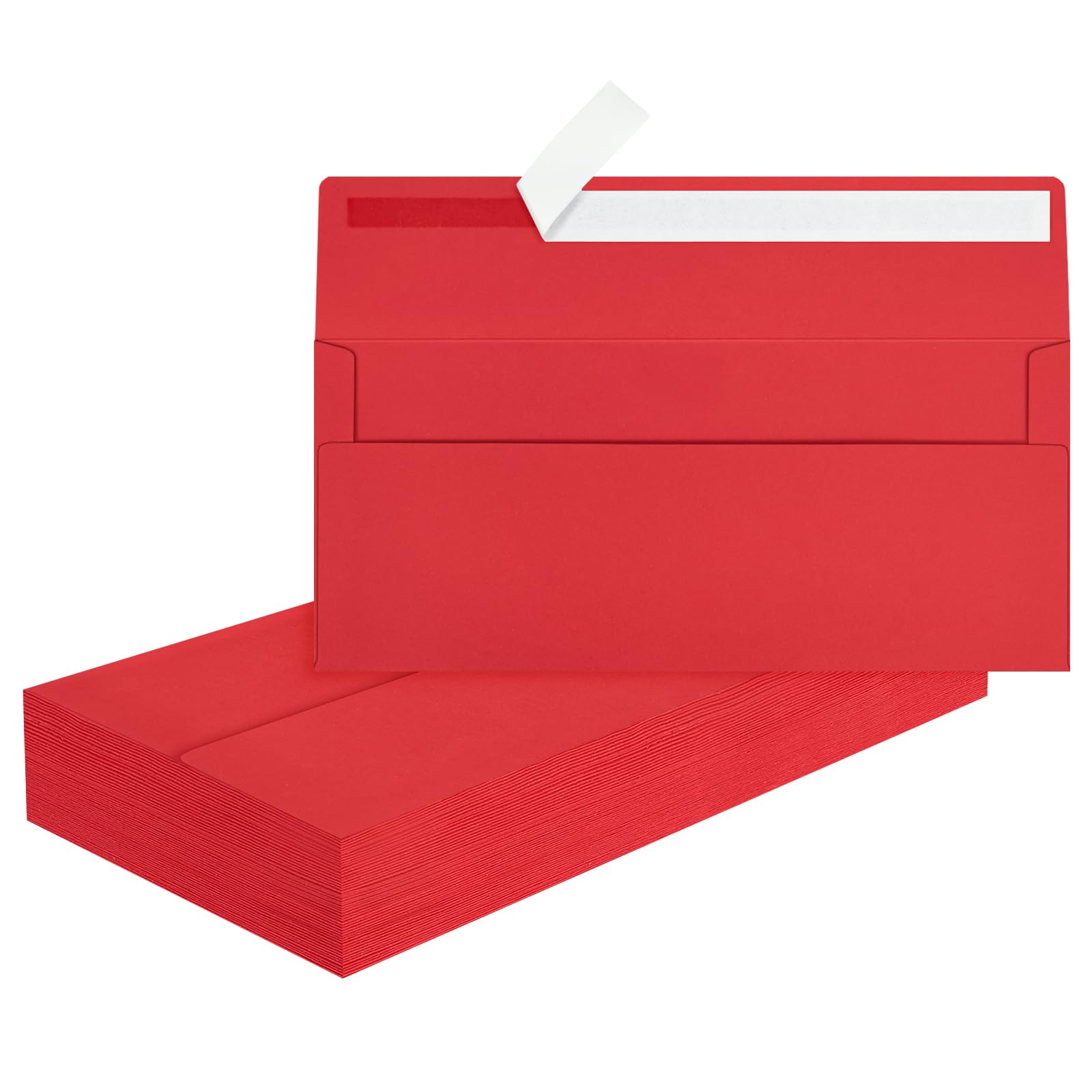 50 Pcs #10 Red Envelopes Letter Size Self Seal, Business Envelopes