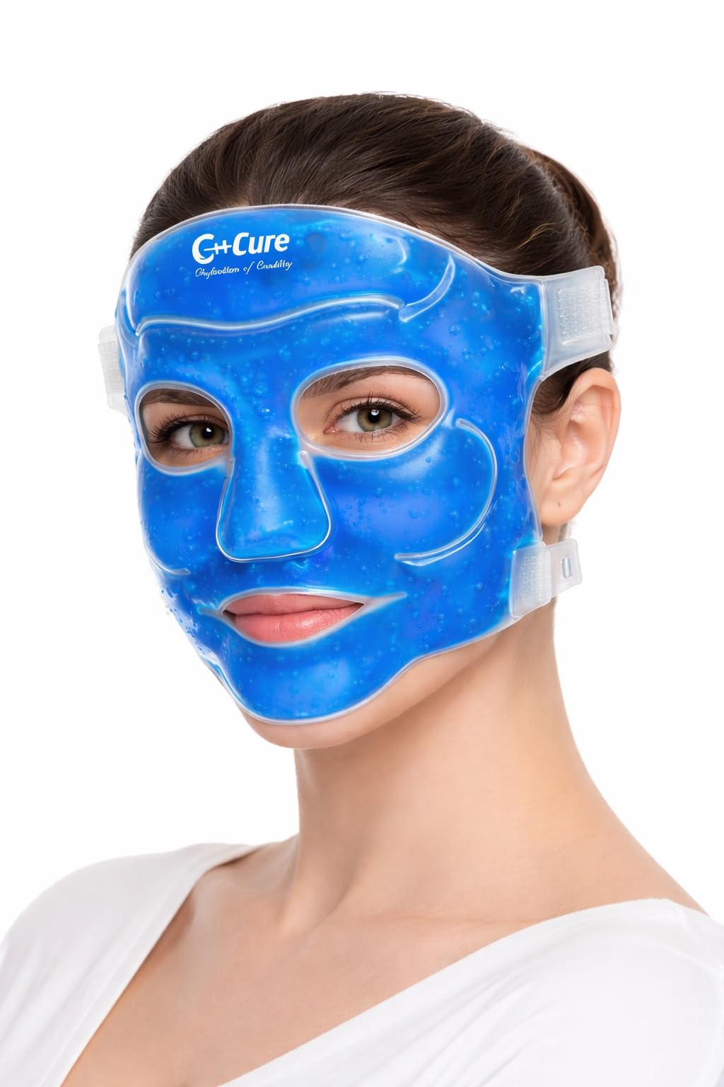 C-Cure® Ice Face Mask | Reusable Gel Full Face Mask For Skin Care | Cooling Ice Pack For Face | Face Gel Cold Pack | Adjustable Waterproof Facemask | Ice Massager For Face (Blue)-image-20