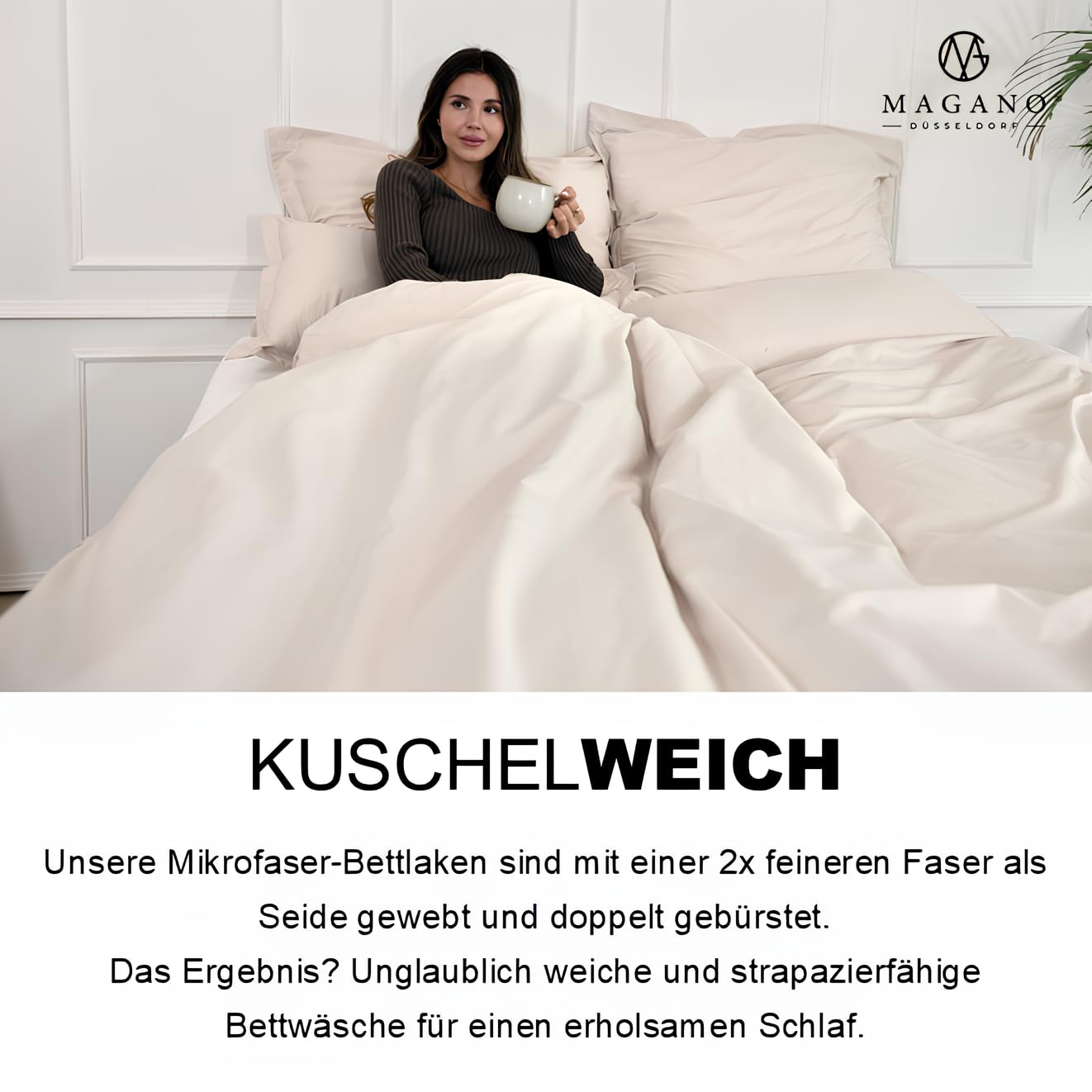 MAGANO® Prześcieradło z gumką premium 200 x 200 cm, beżowe, miękkie i nie wymaga prasowania, hipoalergiczne i oddychające, 200 x 200 cm