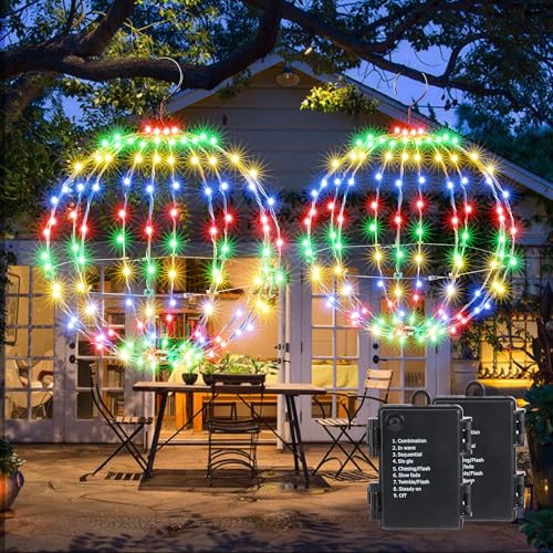 iBaycon Weihnachtsbeleuchtung Außen,Bunt Hängekugeln mit blinkenden...